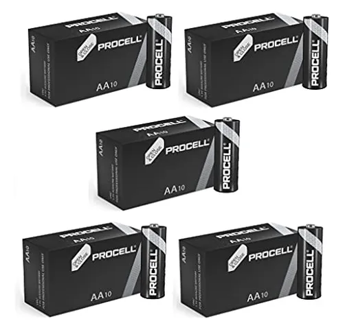 Duracell - Batterie alcaline Industrial AA da 1,5 V, LR6, MN1500, sostituiscono le Procell...
