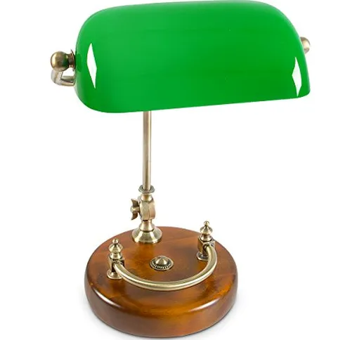 Relaxdays Lampada con Paralume in Vetro E27, 40 W, Verde, 45 x 34 x 25 cm