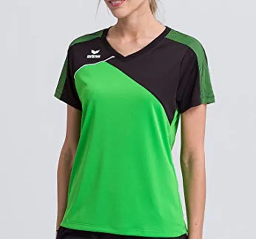Erima Premium One 2.0, T-Shirt Donna, Green/Nero/Bianco, 36