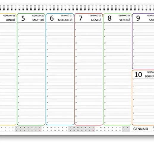 Planning da tavolo 21x30 SPIRALATO 2020 cornici a colori (55 fogli da 90 gr) agenda da tav...