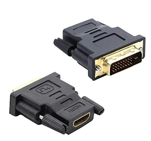 Olakin Adattatore DVI su HDMI[2 PCS], Bidirezionale HDMI a DVI-D Femmina a Maschio, Connet...
