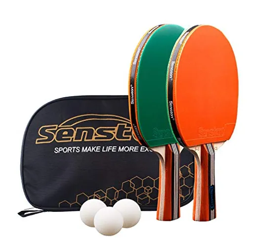 Senston Set da Ping Pong Set Racchette Ping Pong, 2 Racchette Ping Pong in Gomma a Doppia...