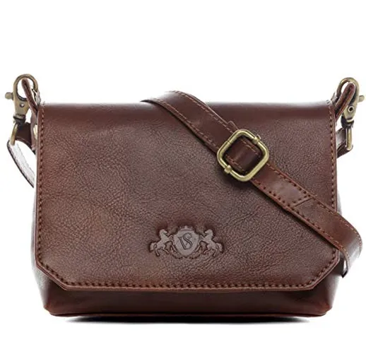 SID & VAIN® Borsa tracolla vera pelle KERBY piccolo Borsa spalla borsello uomo donna marro...