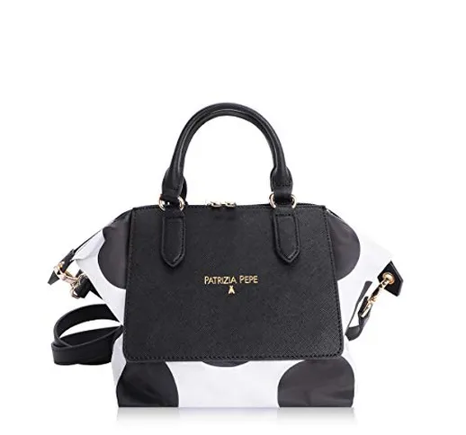 Borsa Patrizia Pepe Shopping mini ripiegabile stampa fantasia - Pois White Black