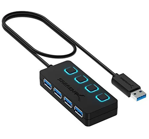 Sabrent Hub USB 3.0 4 Porte con Singoli Interruttori e Spie LED (HB-UM43)
