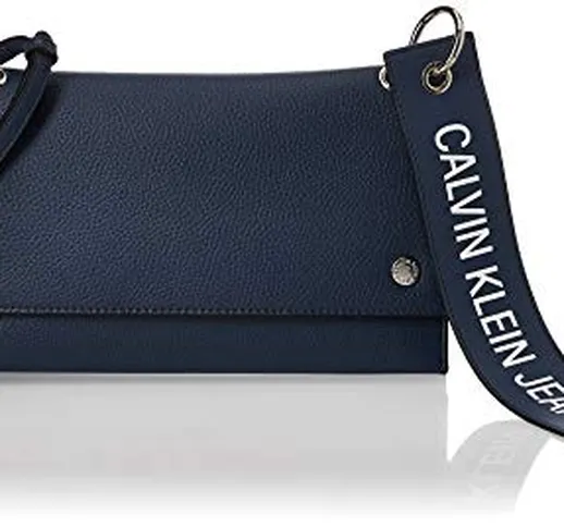 Calvin Klein Ckj Banner Shoulder Flap Bag - Borse a tracolla Donna, Blu (Washed Blue), 0.1...