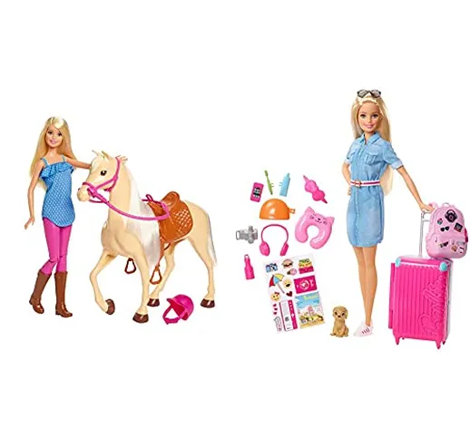 Barbie Bambola Con Cavallo E Accessori, Giocattolo Per Bambini 3+ Anni, Fxh13 & In Viaggio...