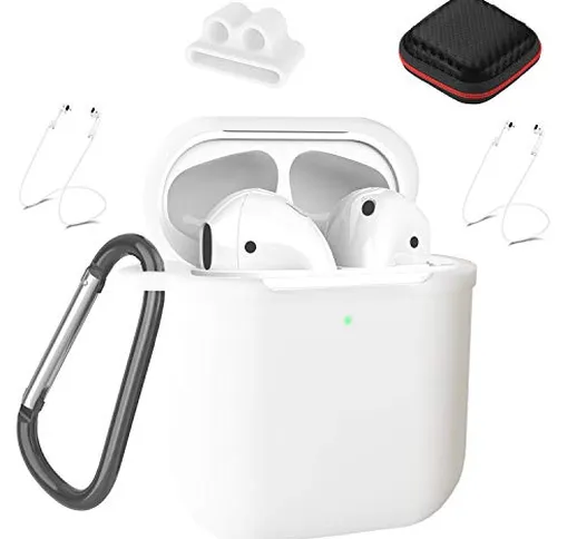 Junlic Custodia in Silicone per Case delle AirPods, [10 in 1] Custodia Protettiva Compatib...