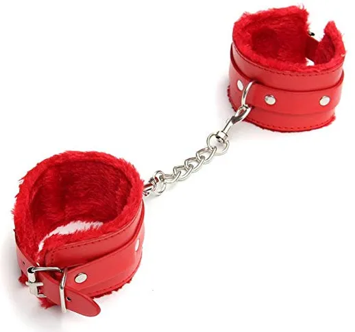 BONDAGERIE® Manette in Ecopelle BDSM, con cinturino regolabile, Bondage fetish (Rosso)