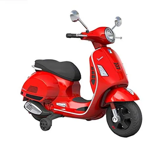 Tecnobike Shop Moto Elettrica Piaggio per Bambini Vespa GTS Rotelle 12V luci LED Suoni (Ro...