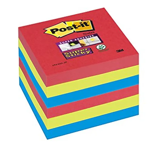 Post-it 84239 Foglietti Super Sticky, 90 Fogli, Confezione da 6 Blocchetti, 76 mm x 76 mm,...