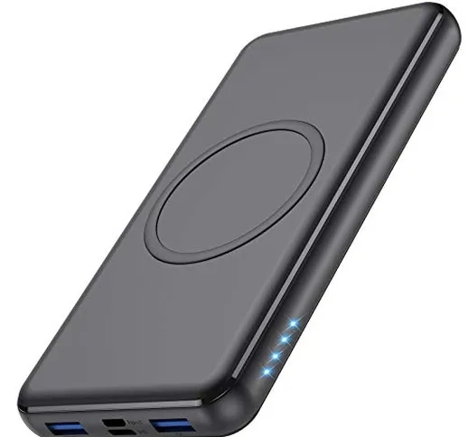 iPosible 10W Power Bank Wireless 26800mA,【18W PD Type-C&USB QC 3.0 】Caricabatterie Porta...