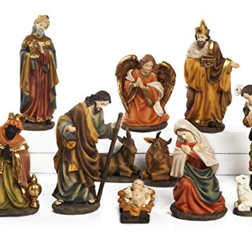 PABEN Presepe Natività 11,7 cm, 11 soggetti in Resina, by