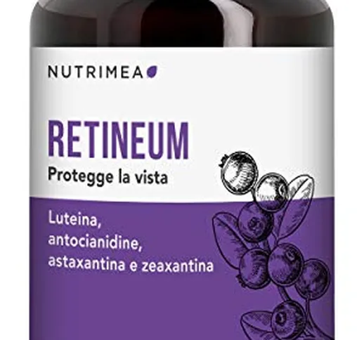 RETINEUM • Formula Unica • Astaxantina Luteina Mirtillo • 60 Capsule di Origine Vegetale