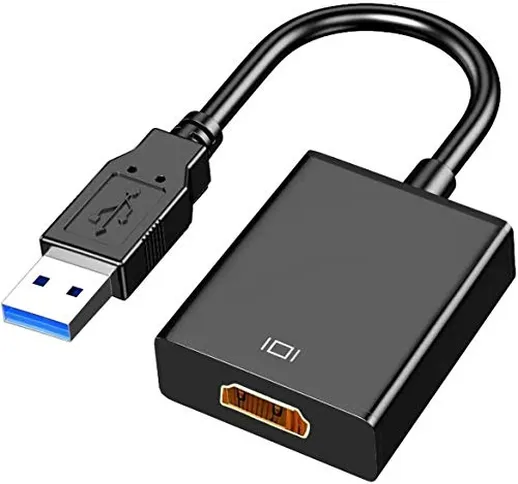 Adattatore USB a HDMI, USB 3.0/2.0 a HDMI, FLL HD 1080P Video e Audio Convertitore per PC,...