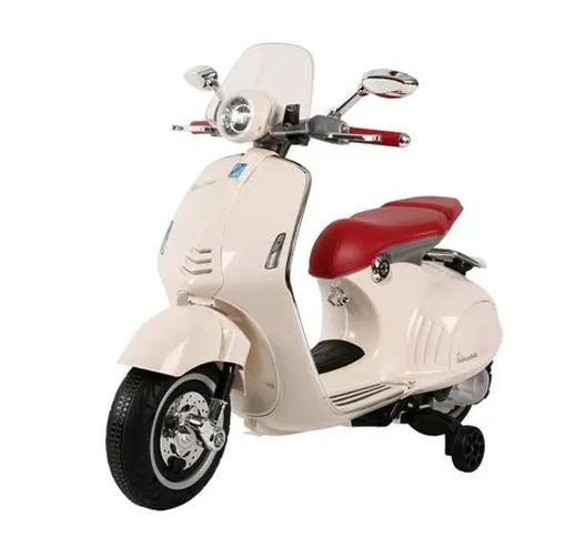 Babycar Vespa Piaggio Moto per Bambini 946 (Bianco) con MP3 LUCI E Suoni Ufficiale con Lic...