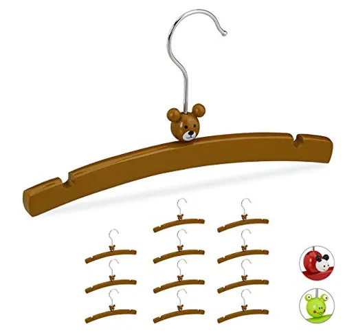 relaxdays, Marroni Grucce per Bambini, Set da 12, con Decorazione di un Orsetto, in Legno,...