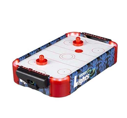 Relaxdays Tavolo Gioco LED, Profi Air Hockey con Illuminazione, con Ventilatore e Accessor...