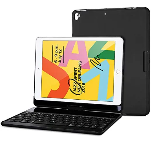 ProCase iPad 10.2 2019 Custodia Tastiera[QWERTY US Layout], Custodia Protettiva con Tastie...