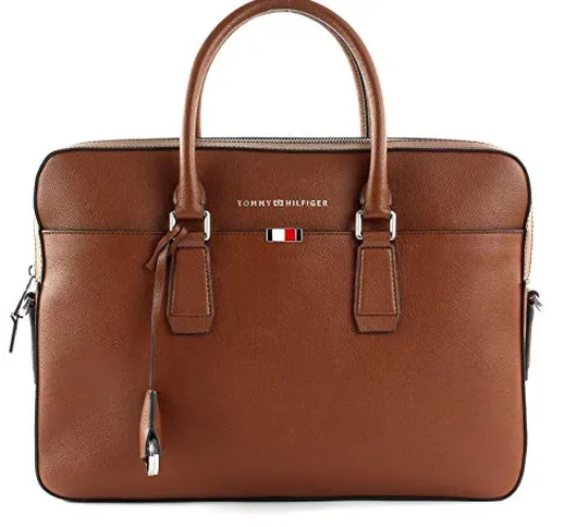 Tommy Hilfiger Borsa porta Slim Computerbag pelle Cognac