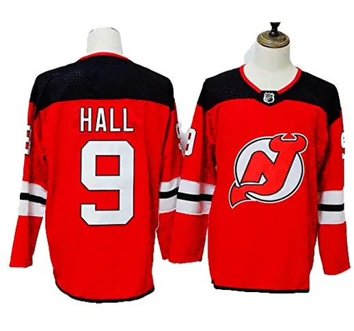 Yajun Taylor Hall＃9 New Jersey Devils Maglie da Hockey su Ghiaccio NHL Uomo Hockey Jersey...