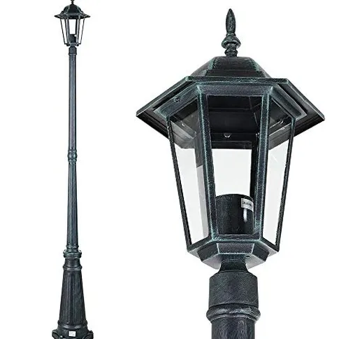Bakaji Lampione Vittoriano Classico da Giardino in Alluminio e Vetro Lampada Lanterna Esag...