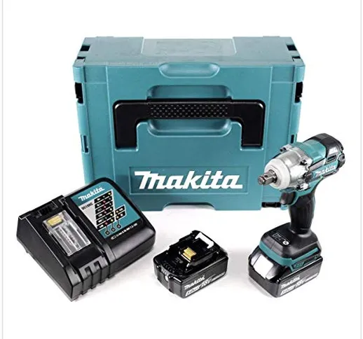 Makita DTW 285 RTJ - Avvitatore a percussione a batteria, 18 V, 280 Nm, 1/2", senza spazzo...