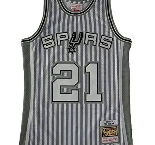 Mitchell & Ness Striped NBA Swingman S.A. Spurs T.Duncan, Pattern/Black, Nero , L