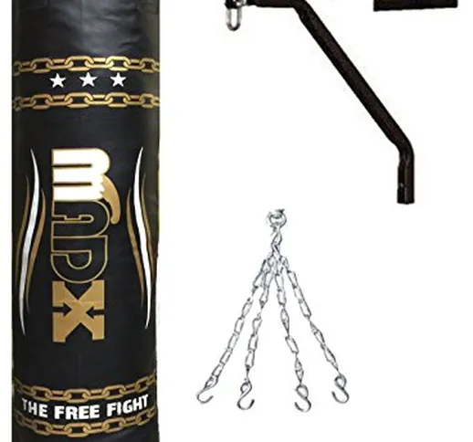 MADX - Sacco da boxe riempito, altezza 1,5 metri, con catena e staffa, per MMA