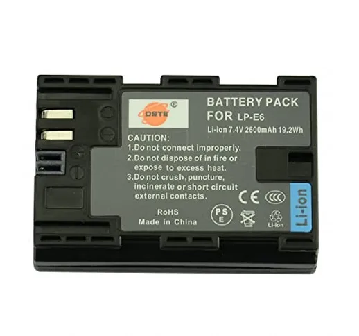 DSTE® LP-E6 - Batteria ricaricabile agli ioni di litio per Canon EOS 5D Mark II, EOS 5D Ma...