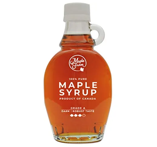 MapleFarm - Puro sciroppo d'acero Canadese Grado A (Dark, Robust taste) - Bottiglia 189 ml...