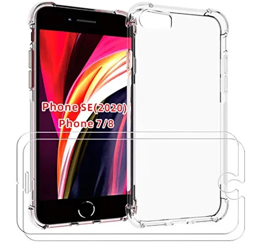 Lifeacc per Cover iPhone SE 2020, Cover iPhone 8/7 + Pellicola Protettiva in Vetro Tempera...