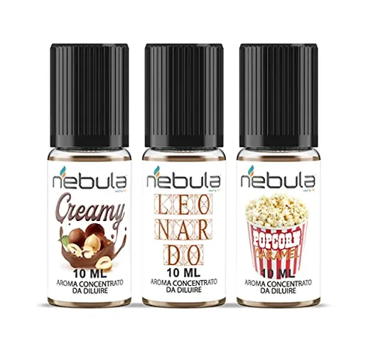 NEBULA | KIT 3 Aromi Cremosi da 10ml | Aroma Concentrato Creamy, Leonardo, PopCorn Caramel...