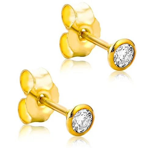 Orovi Set di orecchini da donna in oro giallo con diamante 14 carati (585) brillanti, 0,20...