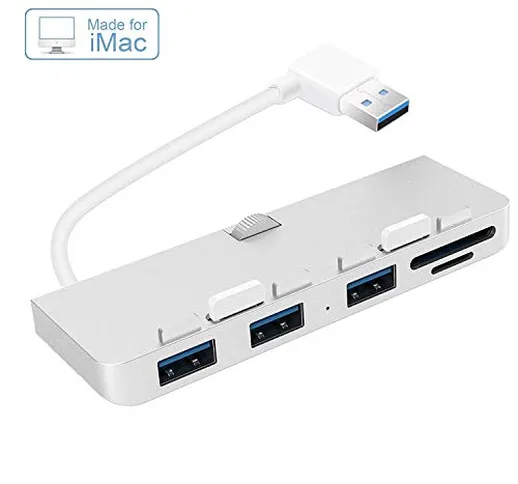 Cateck Hub USB 3.0 a 3 Porte, in Alluminio Pregiato, Ultra Sottile, Dotato di Lettore di s...