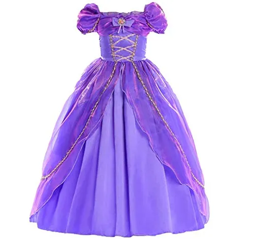 FMYFWY Ragazze Vestito da Principessa Rapunzel Sofia Carnevale Costumi Bambini Natale Hall...