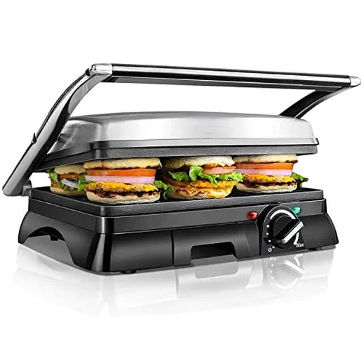 Aigostar Samson - Griglia multifunzione per panini maker da 2000W con 2 piani di cottura 2...