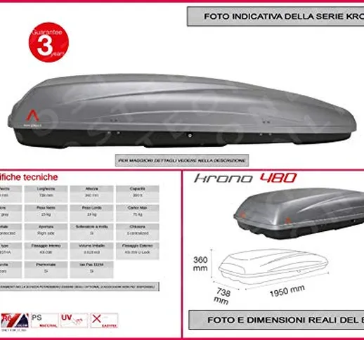 Proposteonline portabagagli Box Tetto Auto 195 x 73 x 36 cm per Citroen berlingo multispac...