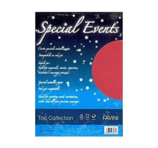 Carta Special Event Favini Metallizzata Rosso A4 250 gr. 10 fogli