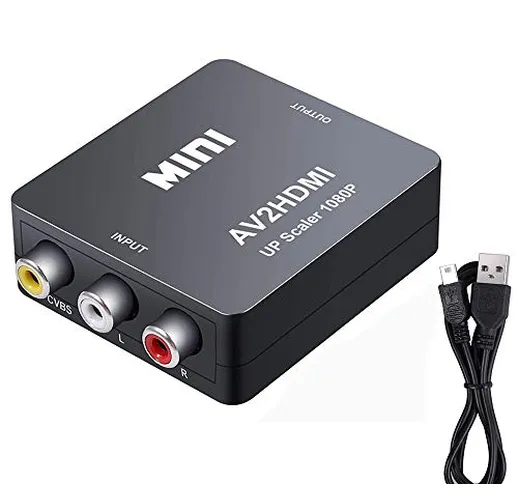Adattatore convertitore da AV a HDMI, Mini CVBS RCA 1080P Convertitore audio video composi...
