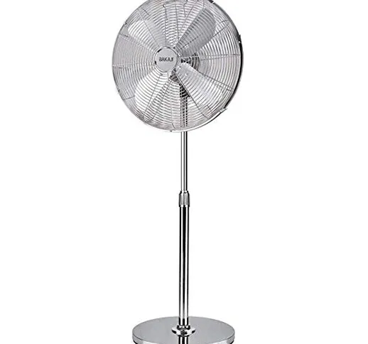 Bakaji Ventilatore a Colonna Piantana Acciaio Inox Potenza 50W Diametro Pale 40cm 3 Veloci...