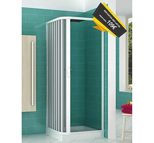 BOX DOCCIA 70x70 a due lati a soffietto apertura laterale in pvc h185