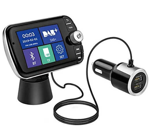 Geosta Auto DAB + Radio Digitale con Ricevitore, Trasmettitore FM Bluetooth per Auto, Adat...