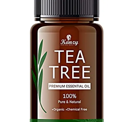Kanzy Tea Tree Oil Puro 100%, Olio di Albero Del Tè 10ml per Viso, Corpo, Unghie, Capelli...