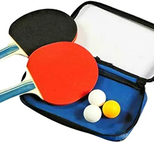 Set da ping pong - con pratica custodia da viaggio, 2 Racchette in gomma premium a doppia...