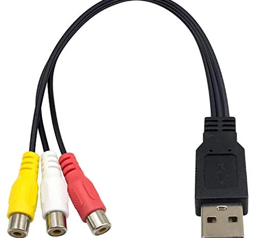 Duttek Cavo RCA a USB, cavo da USB a RCA, USB A 2.0 maschio a 3 RCA femmina video scheda d...