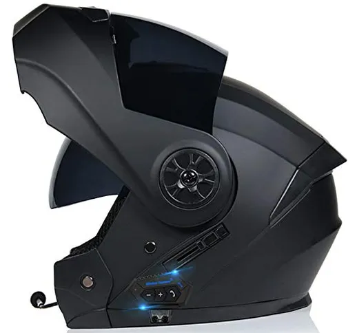 ZLYJ Casco Moto Integrato Bluetooth, Modulare Flip Full Face Moto Casco Sole Scudo Visiera...