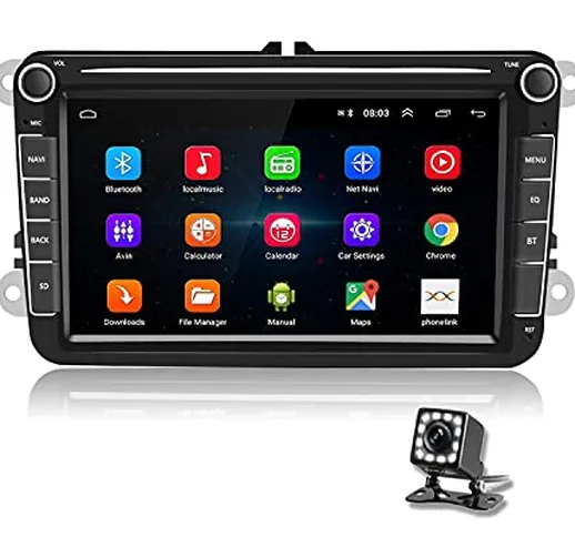 Podofo Android Autoradio per VW GPS 8 Pollici Touch Screen Bluetooth FM Auto Radio con USB...