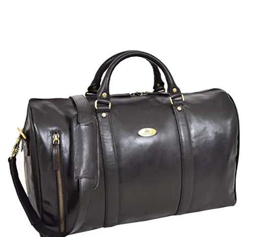 Pelle fatto Sports Holdall Mid Sized a Forma di barile Duffle Croce Corpo Borsa Orlando Ne...