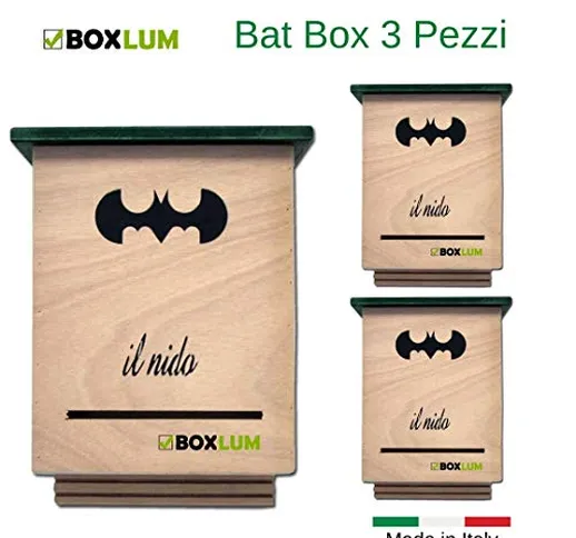 BOXLUM 3 Batbox per Pipistrelli Box casetta Nido in Legno Contro Le zanzare